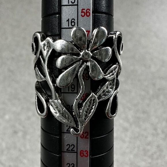 NEW Silver Plated Daisy Flower Floral Design Large Boho Thumb Ring Size 9 - Picture 4 of 12